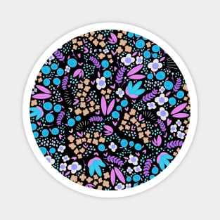 Blossoming flowers blue and violet Magnet